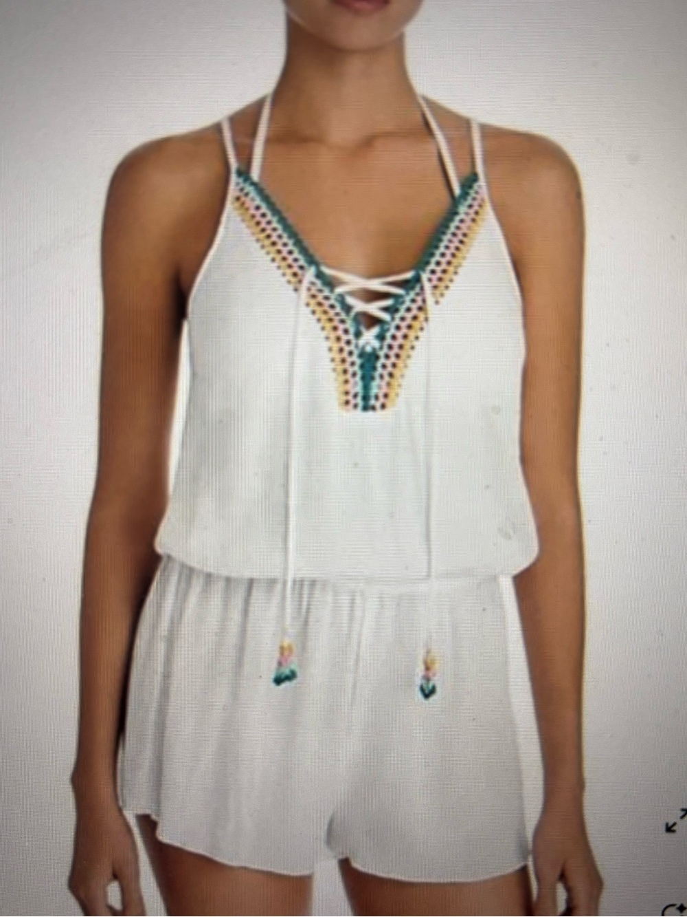 White Crochet-Trim Swim Coverup One-Piece BNWT